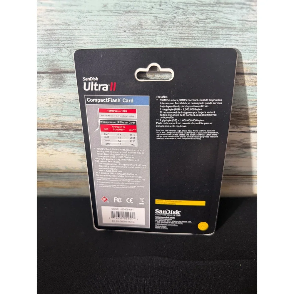 SanDisk CompactFlash Card 4GB Black/Red NEW Ultra II 15MB/s 100x SDCFH-004G-A11